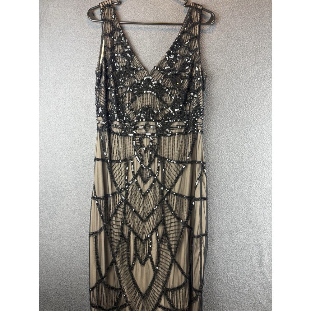 JS Collections Womens Sequin Bead Sleeveless Embellished Long Dress Black 10